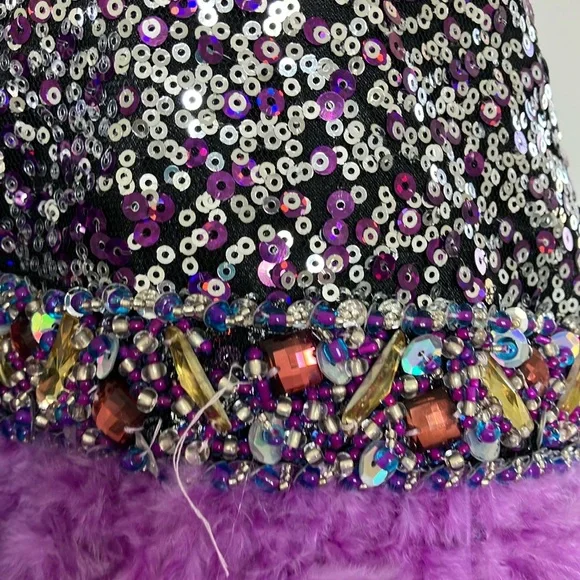 Sequin and Feather Strapless Dress - Picture 9 of 9